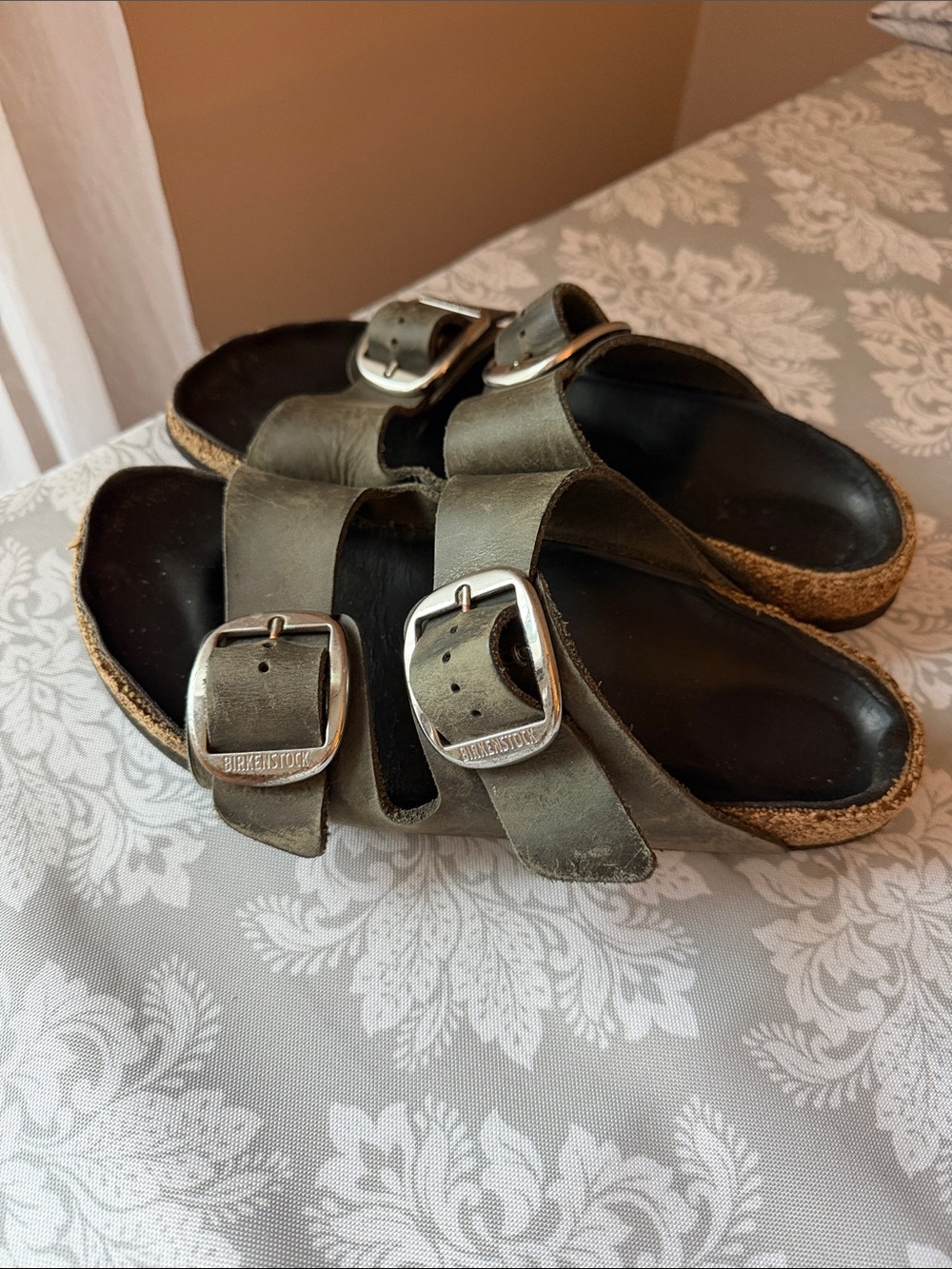 Birkenstock Arizona Double Buckle Sandals - Olive Green